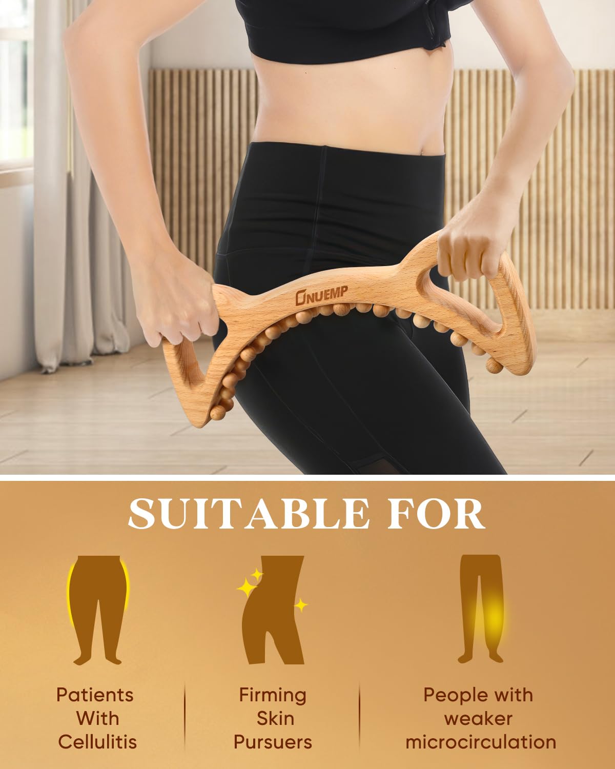 ONUEMP Wood Therapy Massage Tools, Cellulite Massager Body Slim Brush, Maderoterapia Kit Colombiana for Lymphatic Drainage, Body Sculpting, Myofascial Release, Deep Tissue ONUEMP