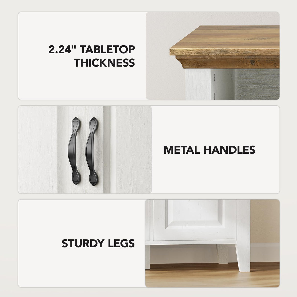 Amada Buffet Cabinet with Storage, 55" Large Sideboard Storage Cabinet with Adjustable Shelves, 4 Doors, Modern Farmhouse Coffee Bar Cabinet, Kitchen Table for Dinning Living Room, Oak and White AMADA HOMEFURNISHING