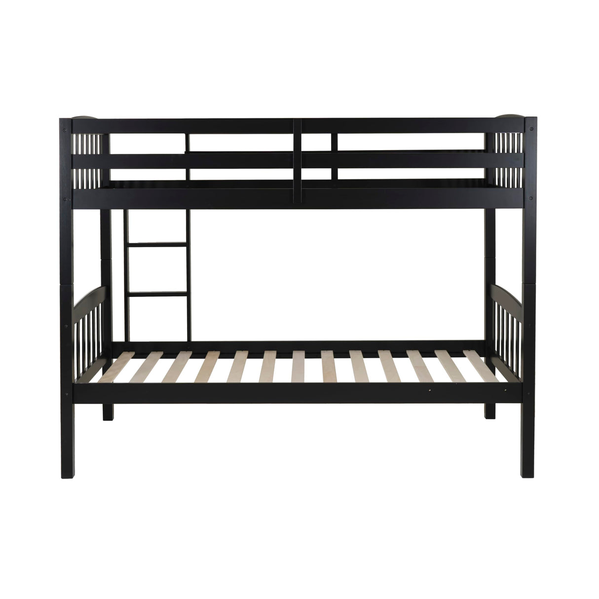 Linon Howell Black Solid Wooden Twin Over Twin Bunk Bed with Ladder Linon