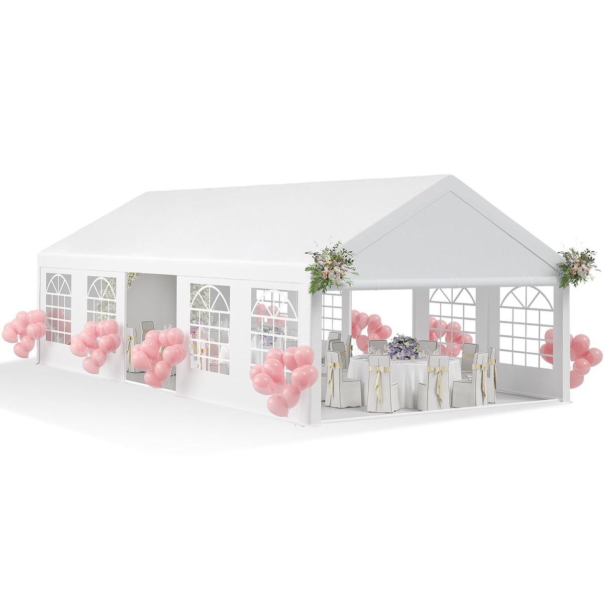 20x40FT Large Party Tent, Heavy Duty Outdoor Event Tent, Wedding Tents with Removable Sidewalls & Church Windows, Carpas para Fiestas with Storage Bags for Parties, Weddings, BBQs, Temporary Shelter ElfinAura