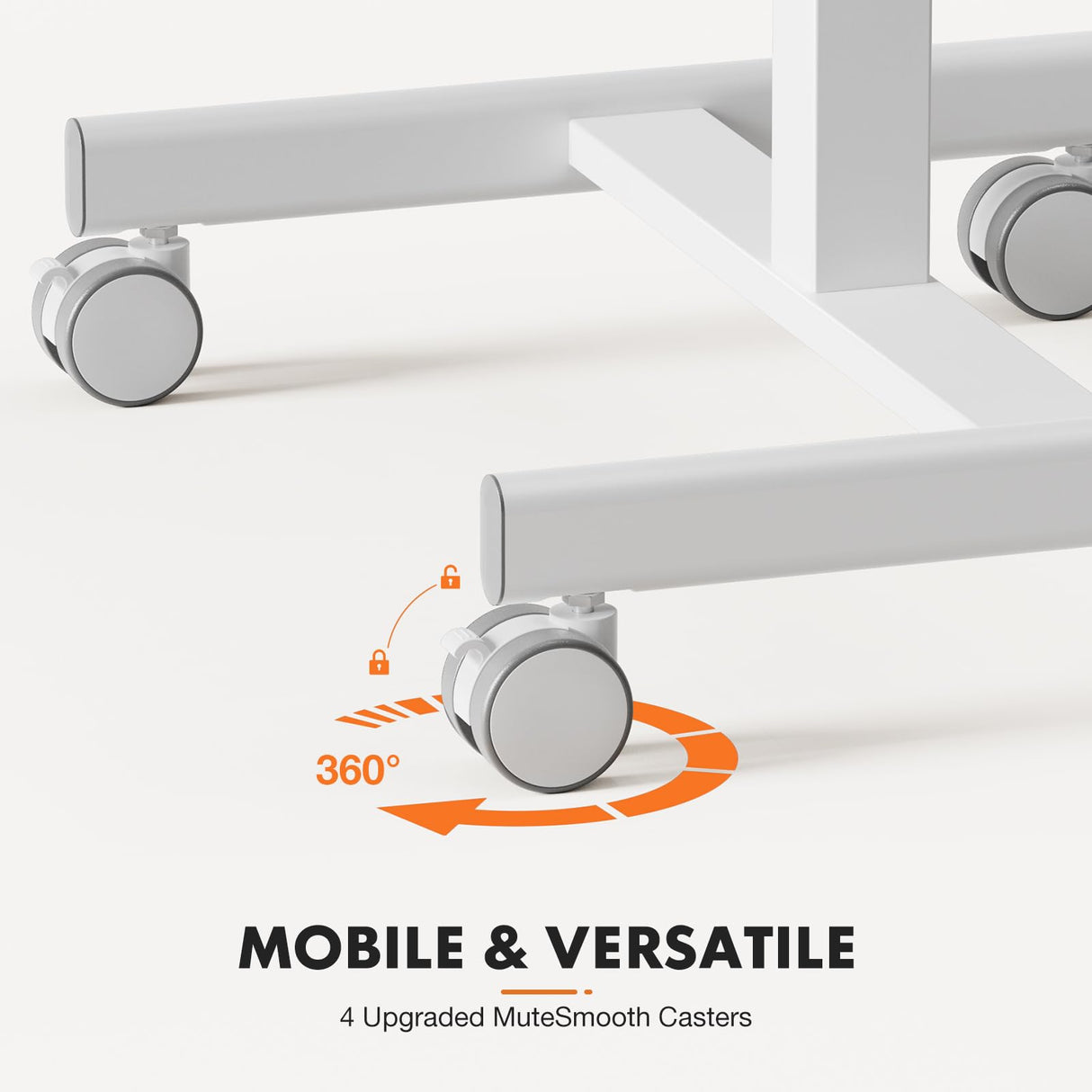 Sweetcrispy Mobile Small Standing Desk - Sit Stand Portable Rolling Laptop Desk with Lockable Wheels, Adjustable Height Computer Workstations, White Sweetcrispy