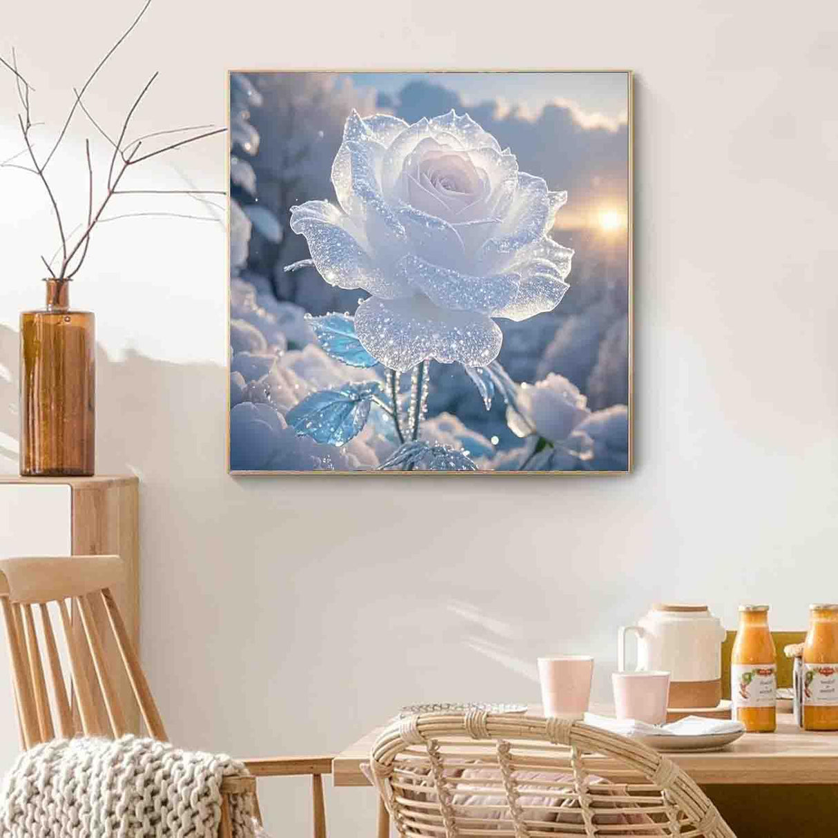 Rose Diamond Art Kits for Adults,Scenery Diamond Painting Kits for Adults Beginners, 5D DIY Full Drill Round Gem Art Crafts Paintings for Home Wall Decor 13.7x13.7in DYAIANGMU