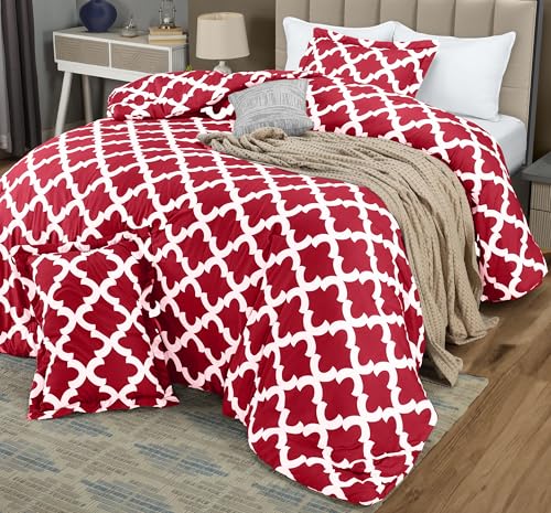 King Comforter Set 3 Piece Red by Utopia Bedding, Printed Comforters King Size, Bedding Comforters Sets, Down Alternative Soft Bed Set, 1 Comforter (90 x 102 inches) 2 Pillow Shams (20 x 36 inches)