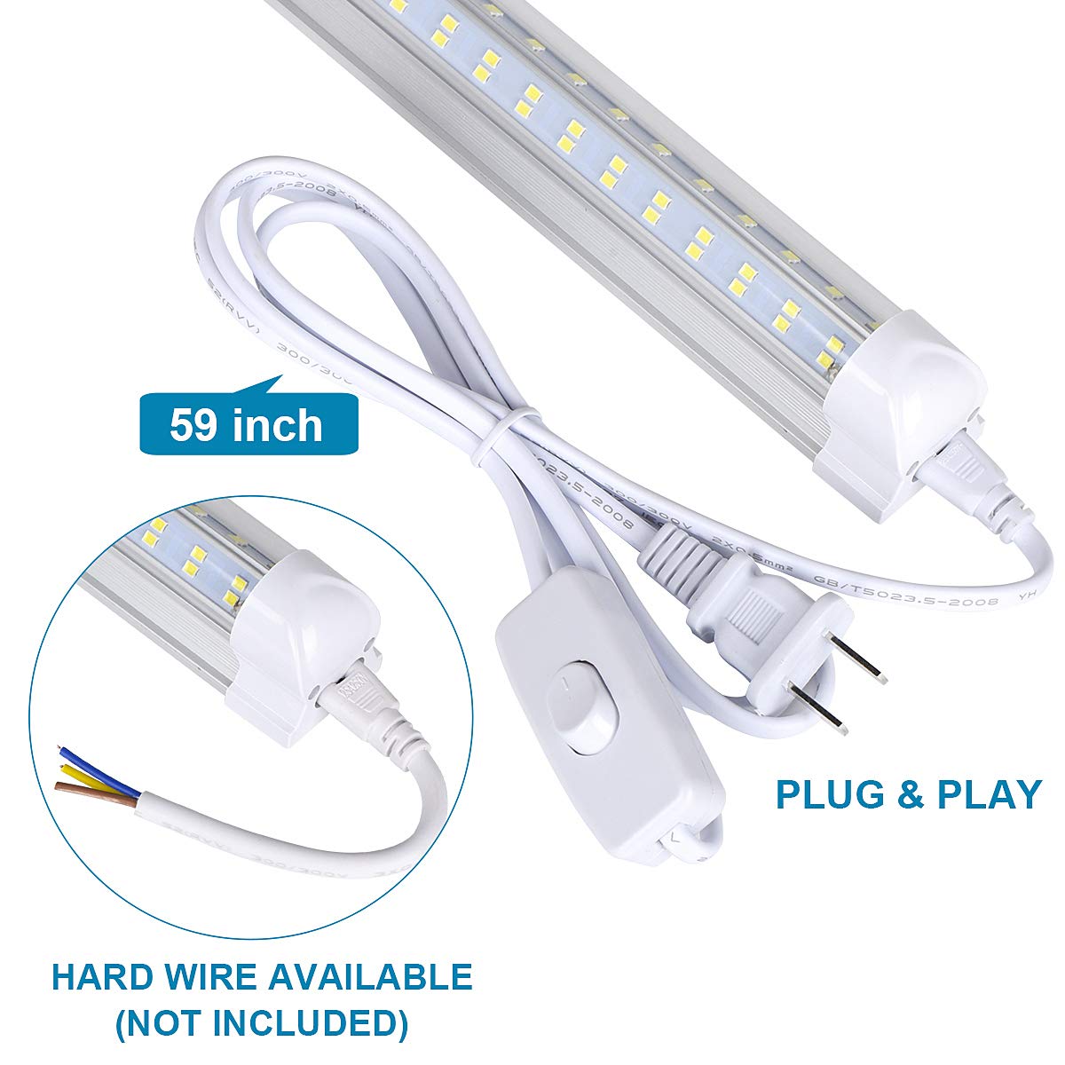 (10-Pack) 8ft LED Shop Light Fixture, 120W 19000LM 6000K, Cold White, V Shape, Clear Cover, Hight Output, Linkable Shop Lights, T8 LED Tube Lights, LED Shop Lights for Garage 8 Foot with Plug BSK.BESTKA