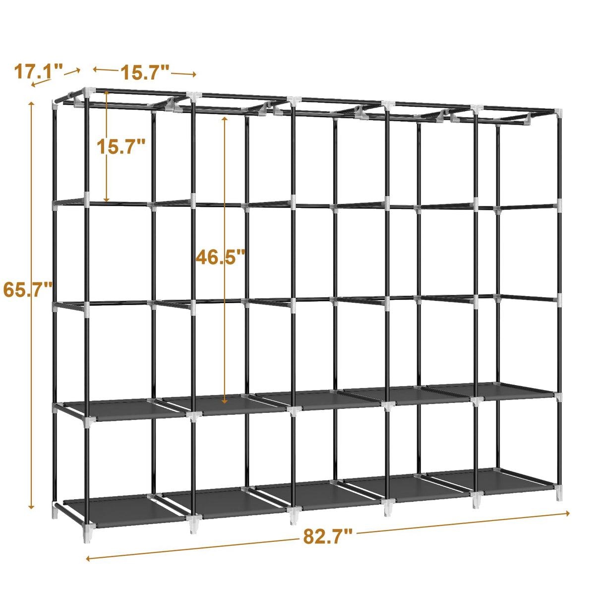 MOGELAFOO 83 Inch Wide Portable Closet Wardrobe, Clothes Storage Rack Organizer with Cover, 5 Clothes Hanging Rods and 10 Storage Shelves, Black MOGELAFOO