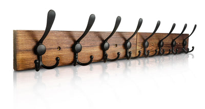 Homagic Coat Rack Wall Mount 31.5'' Coat Hanger Wall Mount Burnt Brown Coat Hooks for Wall Rustic Towel Racks for Bathroom Living Room Coat Hat Cloth