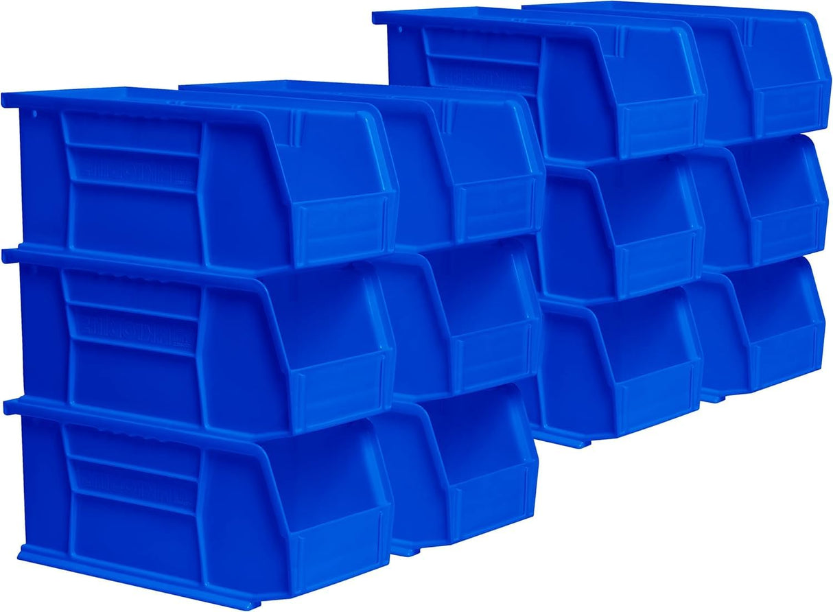 Akro-Mils 30230 AkroBins Plastic Storage Bins, Space-Saving Stackable Bins for Garage, Pantry, Craft Organization, 10.5 "L x 5.5 "W x 5"H, Blue, 12-Pack Akro-Mils