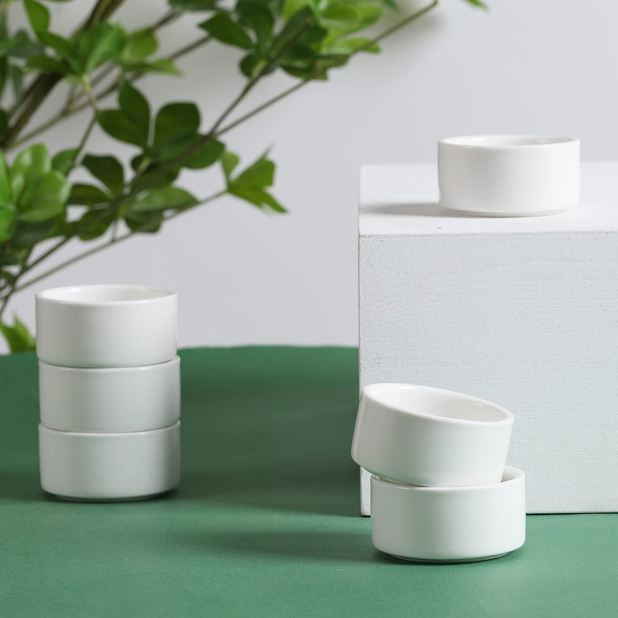 1oz Mini Porcelain Ramekins Set of 6,Small Ceramics Souffle Dish, 30ml White HAOTOP