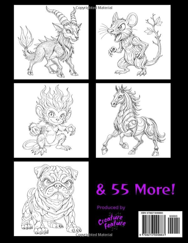 Elemental Chinese Zodiac Coloring Book: A reimagining of all 60 zodiac animal/element combinations Majosta