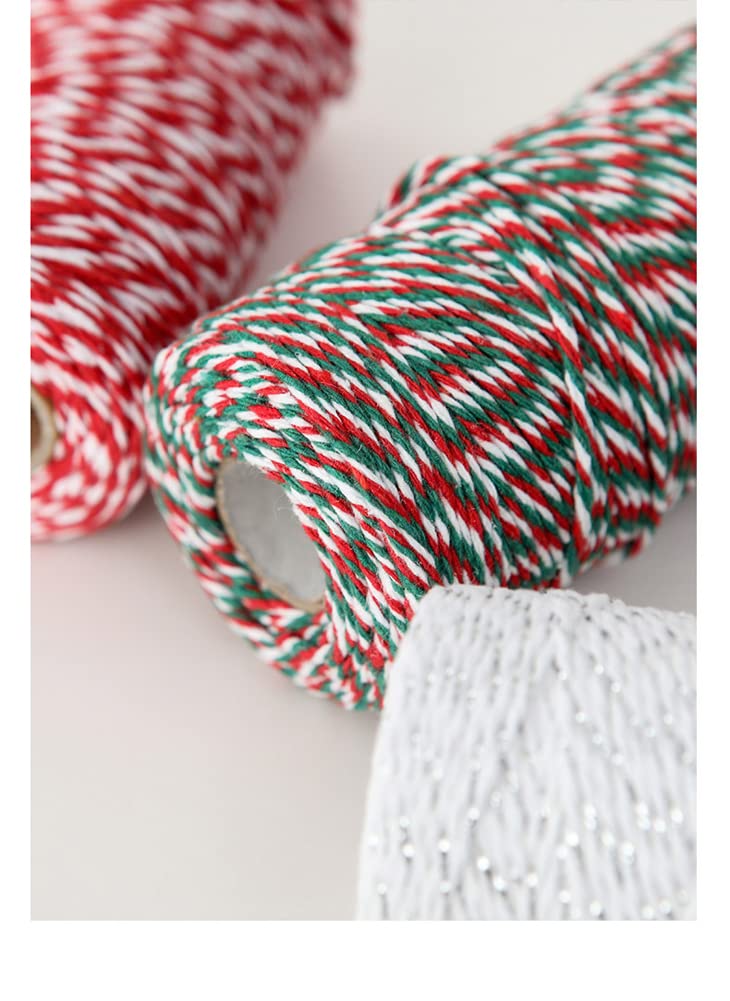 Twine String,328Ft twine rope,2mm Twine for Crafts, Art, Gardening Plants, Gift Wrapping,Home Wedding Christmas Decor(Red white) AMZWUS