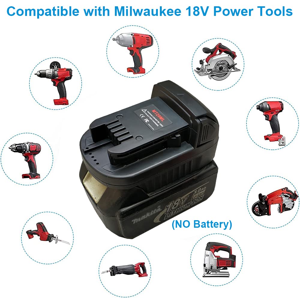 Battery Adapter for Makita to Milwaukee M18 18V Lithium Cordless Tool, Convert Makita 18V LXT Lithium Battery BL1860B/BL1850B/BL1830/BL1815 to Milwaukee 18 Volt Lithium-Ion M18 Battery Converter XFYBZN