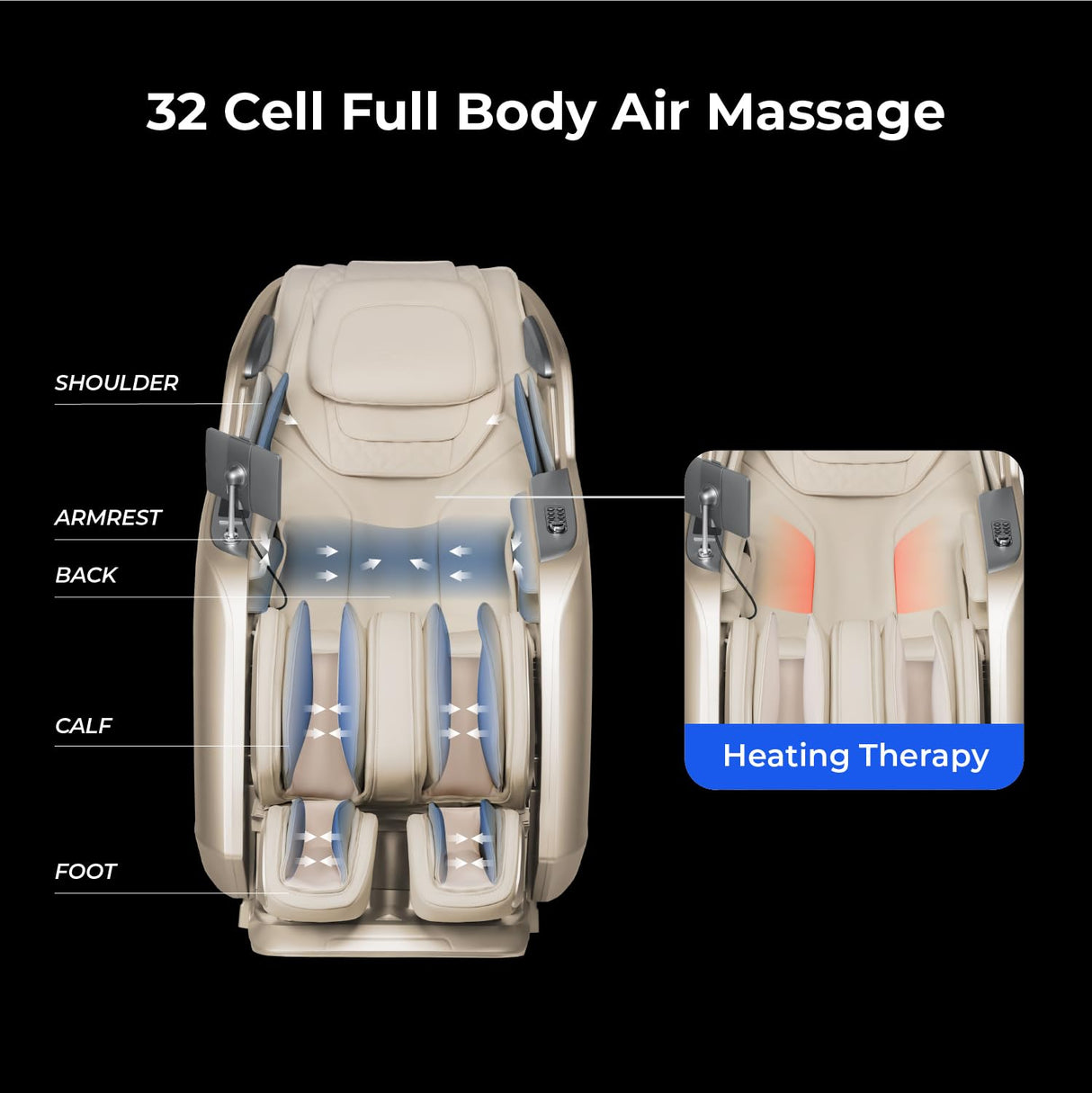 Osaki 4D Achilles l 360 Rotating Footrest l Full Body Massage Chair l Zero Gravity l 360 Kenading Calfrest l Lumbar Heating l Touchscreen Controller l Auto Body Scan l Bluetooth Speaker (Black) Osaki