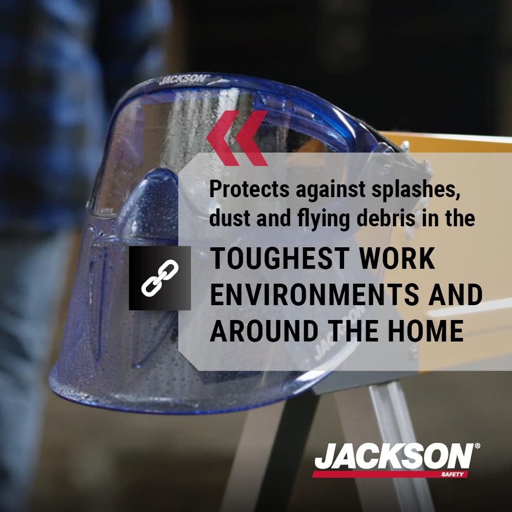 Jackson Safety 21000 - Safety Goggle - Gpl500 Premium Series - Clear Lens - Anti-fog - With Flip-up Detachable Face Shield - Blue Body Jackson Safety