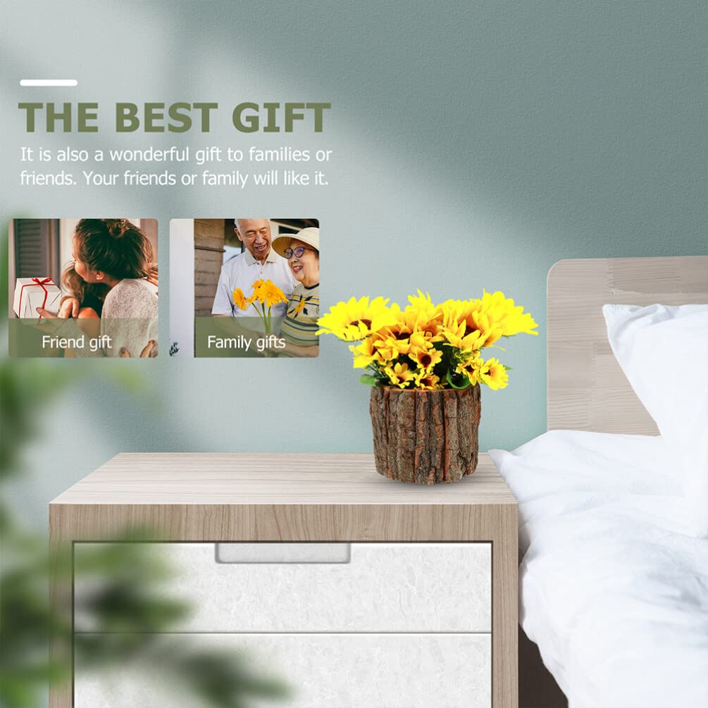 Bark Planter Pot 2pcs Wood Bark Flower Pot Natural Log Succulent Planter Flower Pots for Indoor Plants Rustic Tree Stump Plant Pot Farmhouse Flower Bucket for Home Art Decor ARTIBETTER