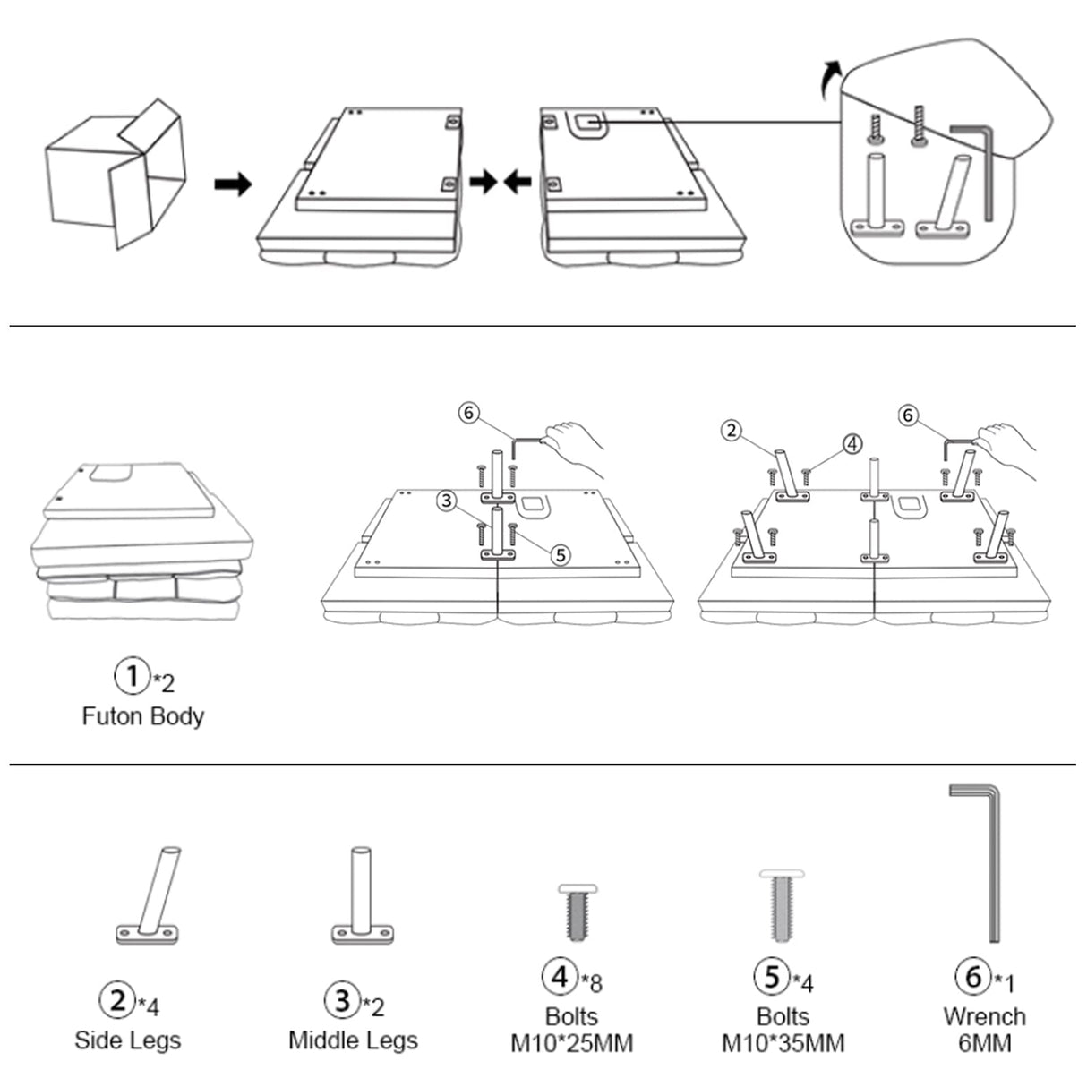 Maxspeed Futon Sofa Bed, Memory Foam Couch Convertible Loveseat, Sleeper Sofa Modern Futon Sets for Small Apartments, Compact Living Space, Office (Grey) Maxspeed