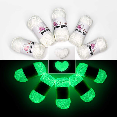BulingBuling Glow in The Dark Yarn, 5 Pack Colorful Total 260g/9oz-273Yards, Crochet Yarn for Crocheting, for DIY Art, Knitting, Crocheting and Crafts. (White)