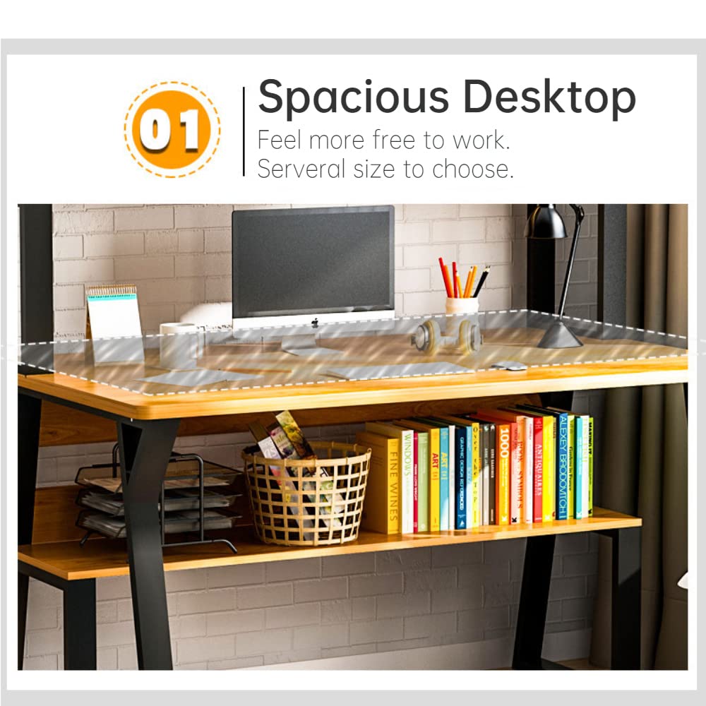 NP Home Office Desk with Shelves Hutch, 2022 Upgraded Computer Desk Spacious Desktop Upper Shelves, Metal Structure White Stylish Desk Study Work Writing (100 * 50CM(39.4 * 19.7 Inches)) N\P