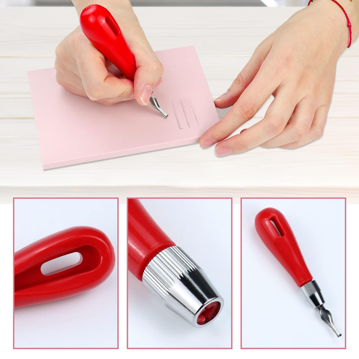 UPlama 4 Pc Rubber Block Carving Stamp Set with Cutter Tools for Printmaking and Crafts UPlama