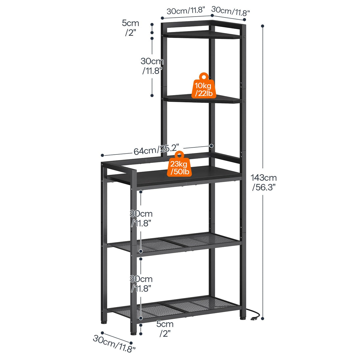 HOOBRO 5-Tier Corner Shelf Stand, Corner Shelf with LED Light, 56.3" Tall Corner Bookshelf, Display Rack Storage Organizer with Table, for Small Spaces, Living Room, Entryway, Black BB69DCJ01 HOOBRO