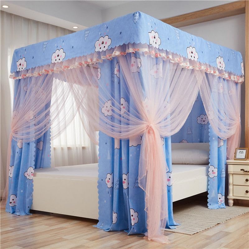 JENCEAILL Canopy Bed Frame, Queen Size Stainless Steel Thicken Metal Frame with 4 Corners Design Sturdy Bed Canopy Frame for Metal Bed Wood Bed Bedroom Decor (Queen) JENCEAILL