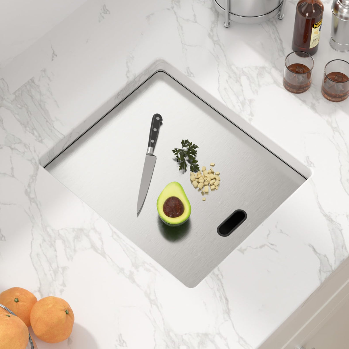 Sarlai Outdoor Sink, 15x17 Inch Undermount Kitchen Sink Workstation with Foldable Faucet Bar Prep Sink Single Bowl Kitchen Sinks 16 Gauge Stainless Steel Sink with Cover,BBQ Sink Outside Sarlai