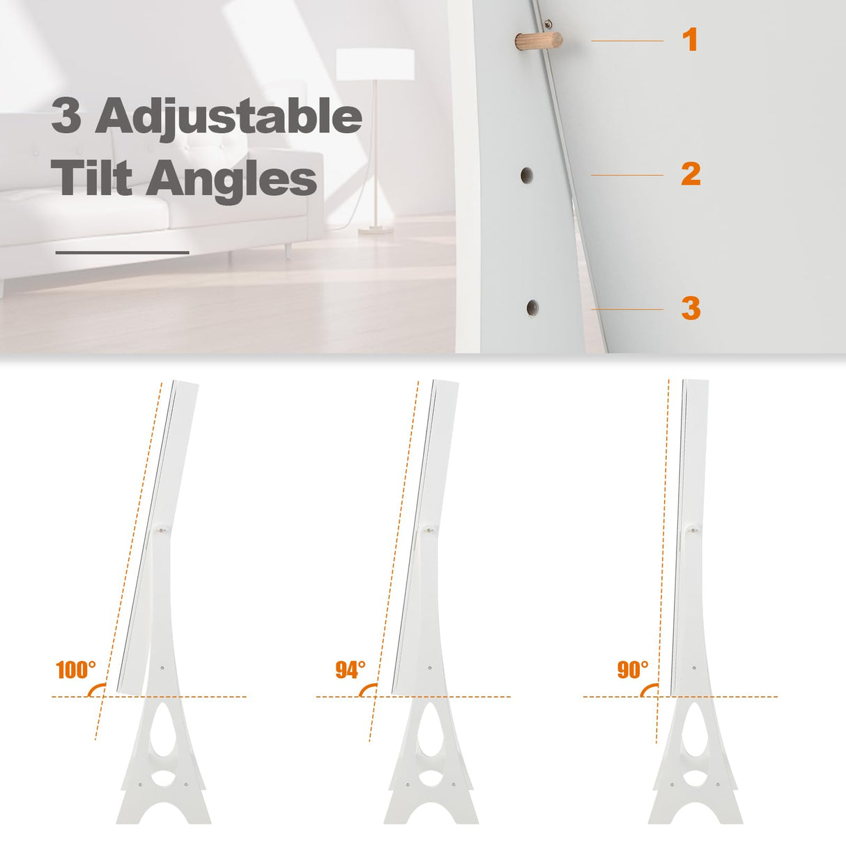 Giantex 12 LED Jewelry Armoire Cabinet with Frameless Full-length Mirror, Standing Jewelry Cabinet Organizer with 16 Lipstick Holders, Large Storage Capacity, 3 Angles Adjustable (White) Giantex