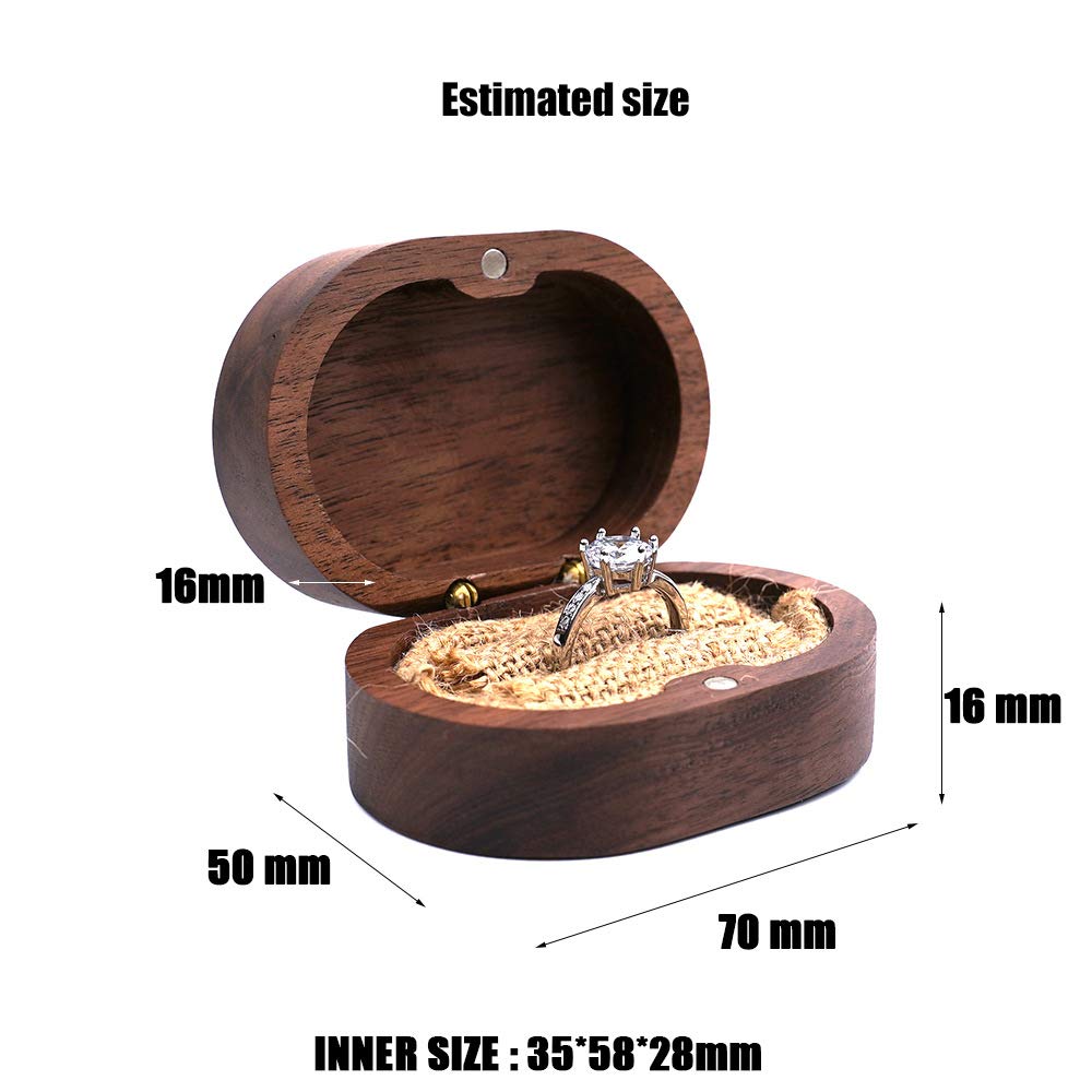 molchagar Wedding Ring Box, Wood Ring box for Proposal, Rustic Mr & Mrs Carve Engagement Ring Holder Gift for Wedding Ceremony molchagar