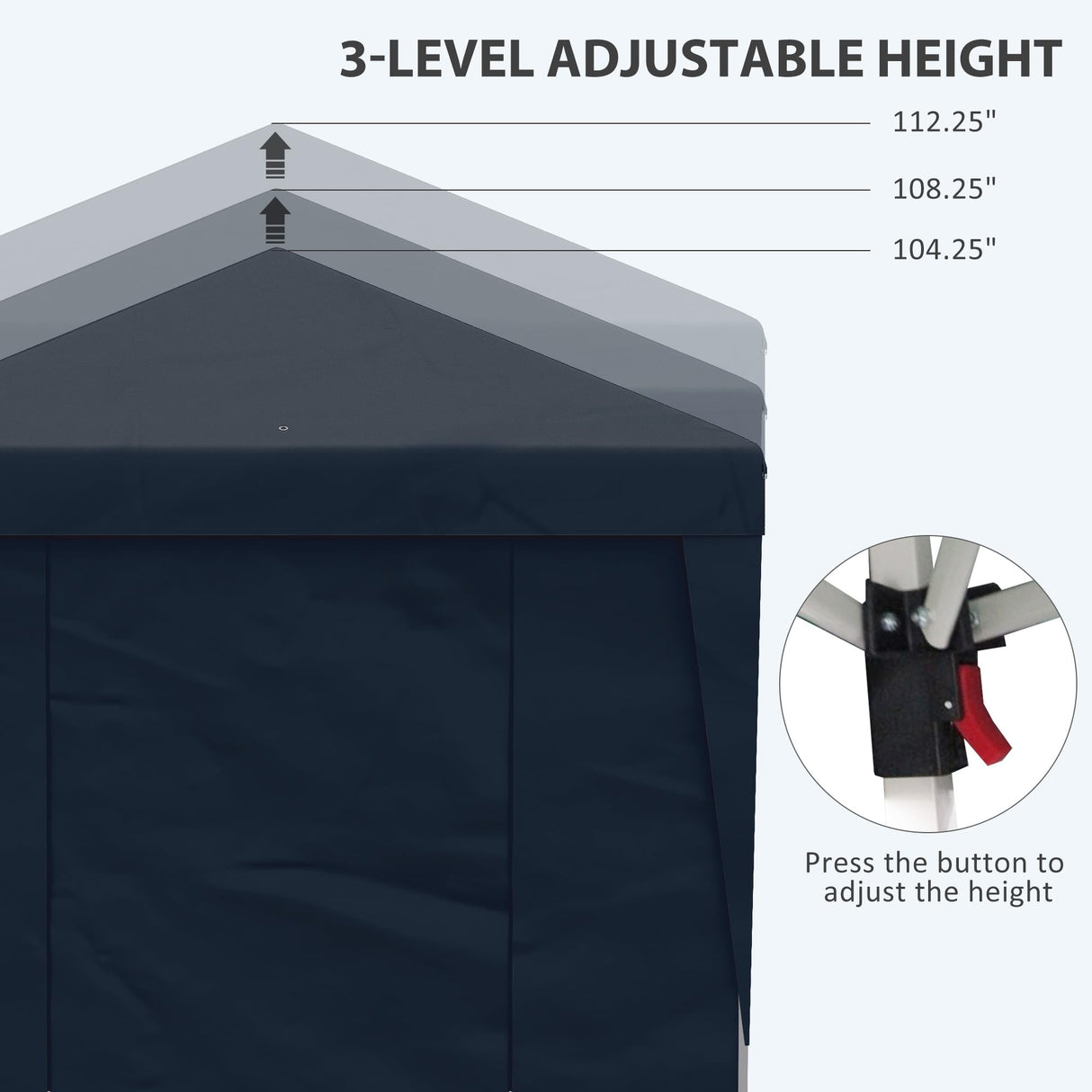 Outsunny 10' x 19.5' Pop Up Canopy Tent with Sidewalls, UPF 30+ Height Adjustable Large Party Tent Event Shelter with Leg Weight Bags and Wheeled Carry Bag for Garden, Patio, Dark Blue Outsunny
