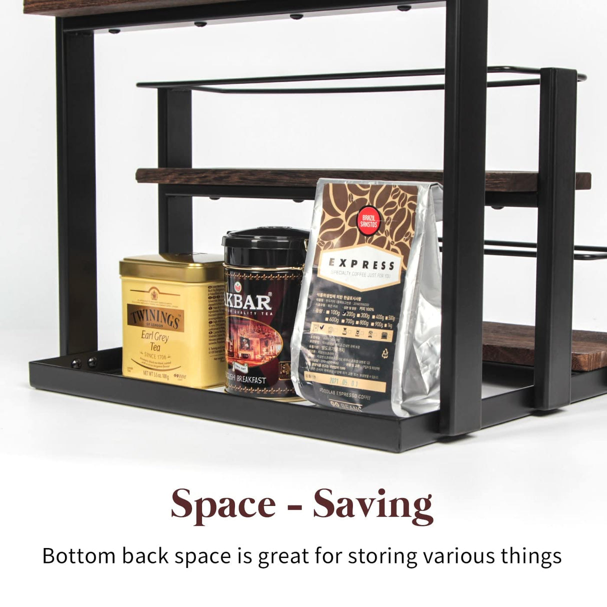 J JACKCUBE DESIGN Coffee Syrup Organizer Rack, Rustic Wood and Metal Wire, 3-Tier 12 Bottles Compartment Display Holder Coffee Station Bar Accessory for Syrup, Wine, Dressing(Black) - MK815A J JACKCUBE DESIGN