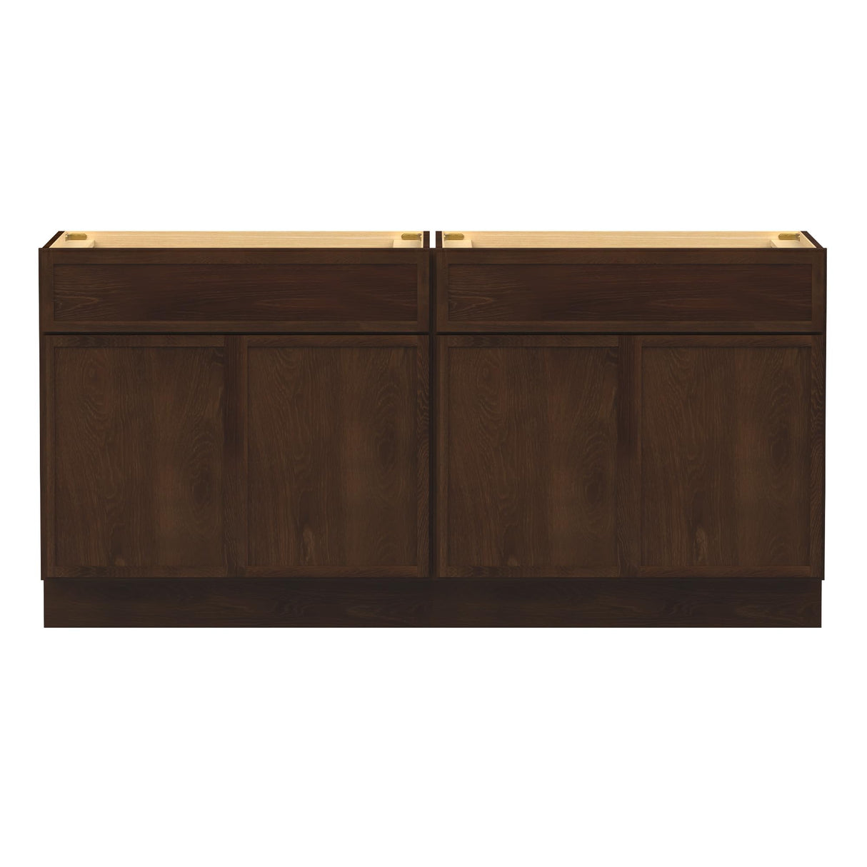 HOMEBEYOND 72 Inch Bathroom Vanity Base Only, Double Vanity Cabinet with Soft Closing Door, 2ea 36 inch Cabinet, Without Top,Brown HOMEBEYOND