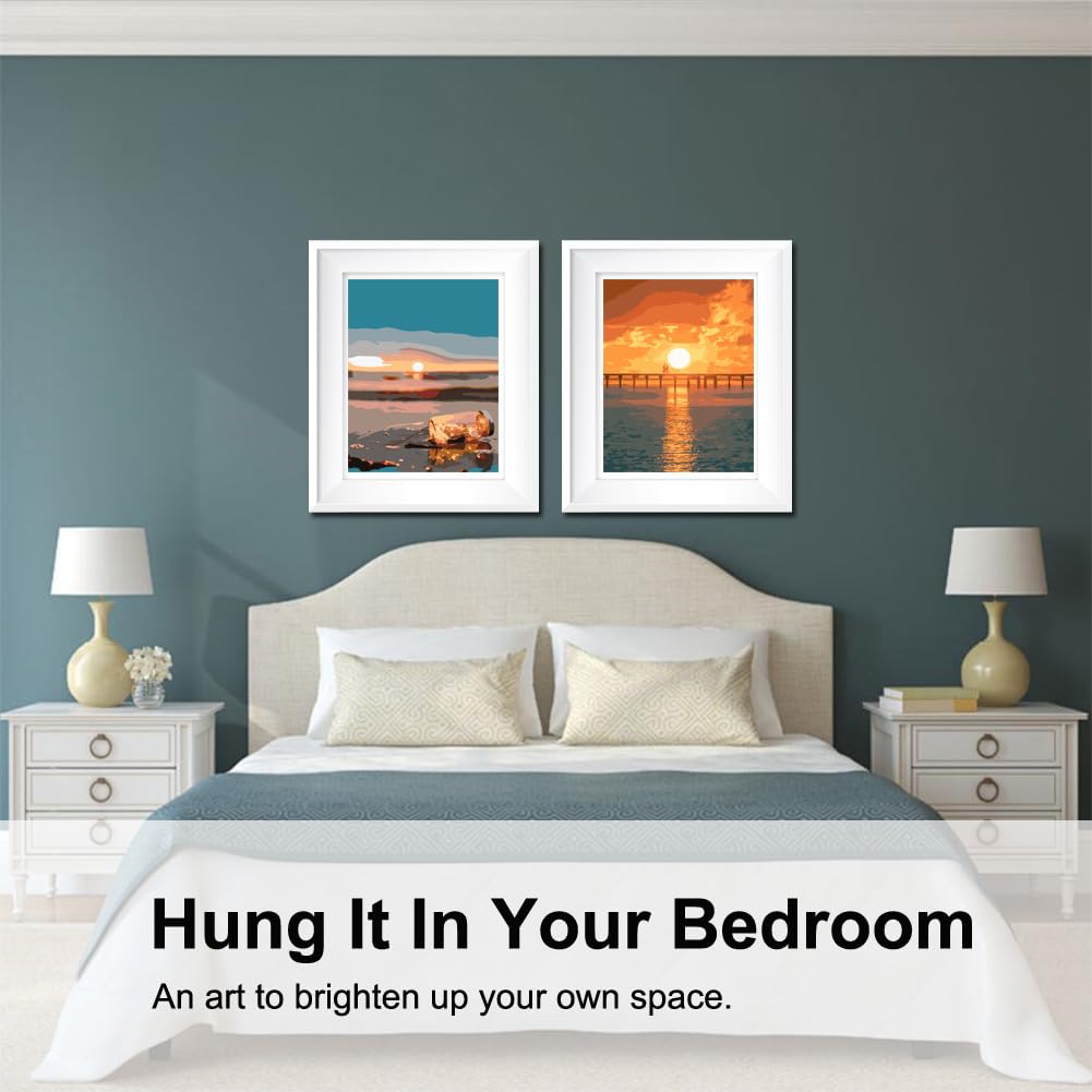 BAISITE Paint by Numbers Kit for Adults Beginners,12" Wx16 L 2 Pack Canvas for Painting Kits for Adults in Colorful Box-PBN201-202 BAISITE