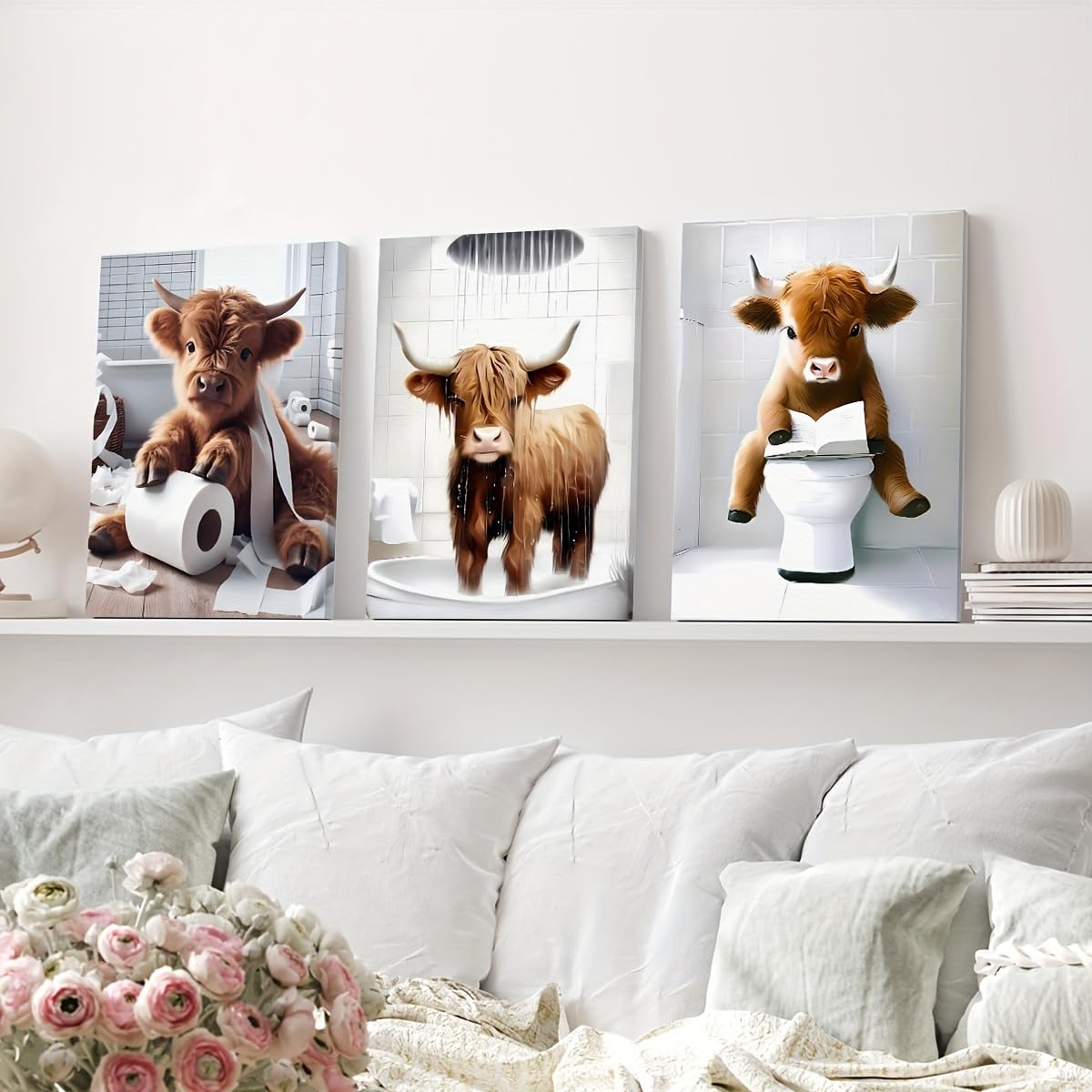 Clendo 3 Pack Cow Diamond Art Kits for Adults - Farm Animal Humor 5D Diamond Painting Kits, Full Drill Diamond Dot Gem Art Kit for Adults Wall Home Decor Arts Craft 12x16 inch Clendo