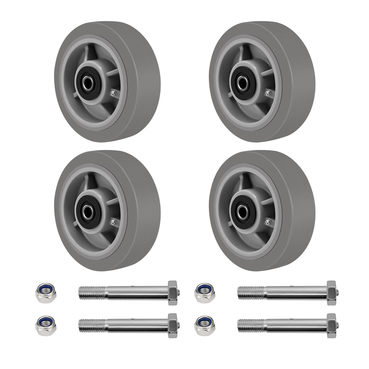 HANDSAMMU 6x2"Heavy Duty Caster Wheels -Industrial Caster Wheels,Rubber Wheels- Set of 4 with up to 2800 LB Capacity Handsammu