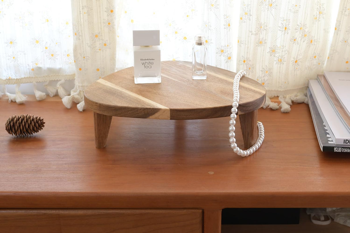 RiLiKar Wood Corner Pedestal Stand Triangle Decorative Farmhouse Wood Riser for Display Wooden Stand Soap Tray Candle Plant Holder Kitchen Bathroom Coffee Bar Counter Organizer RiLiKar