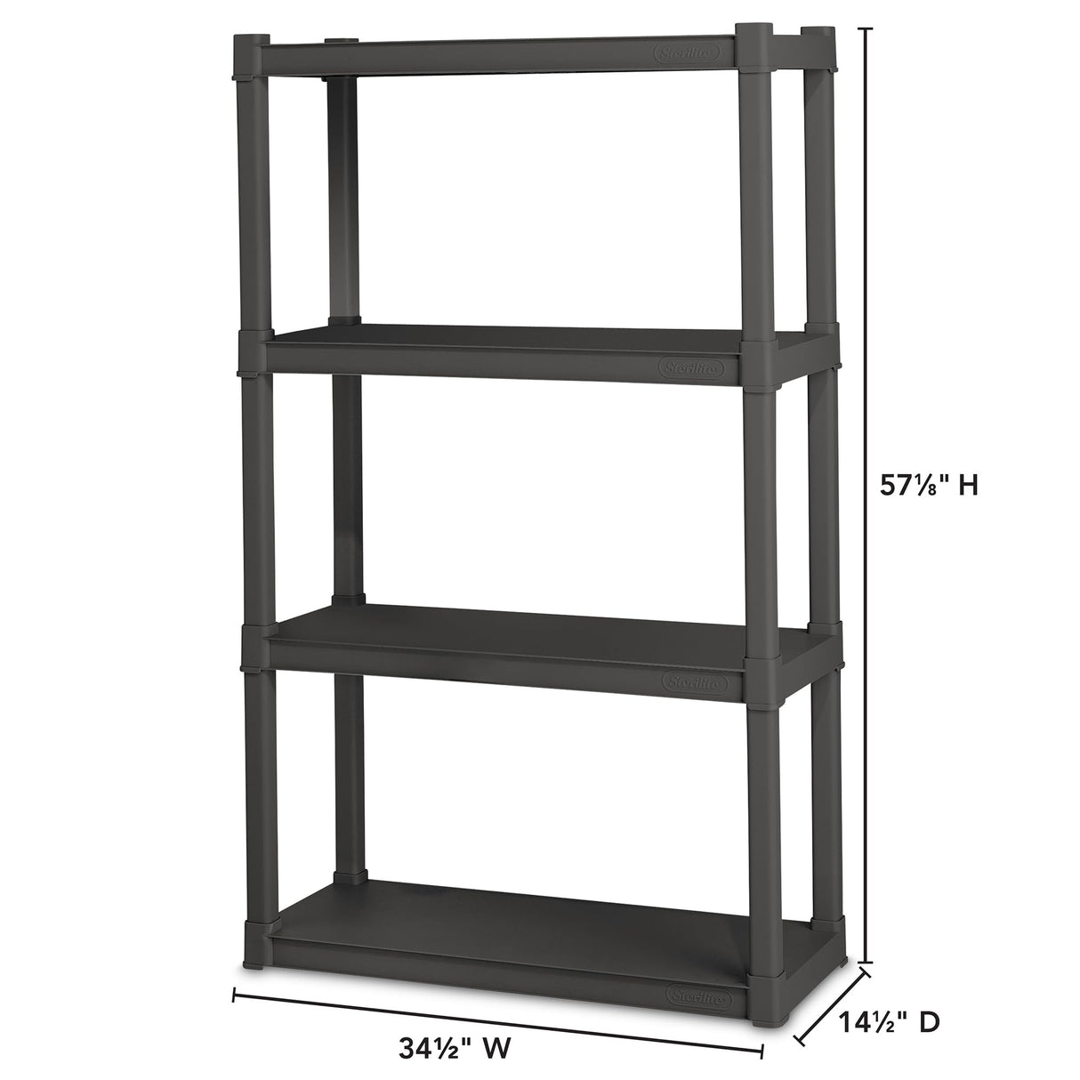 Sterilite 2-Pack 4 Shelf Unit, Heavy-Duty Shelving Storage and Utility Rack - Standing Plastic Organizer Shelves for Kitchen, Bathroom, and Garage Sterilite