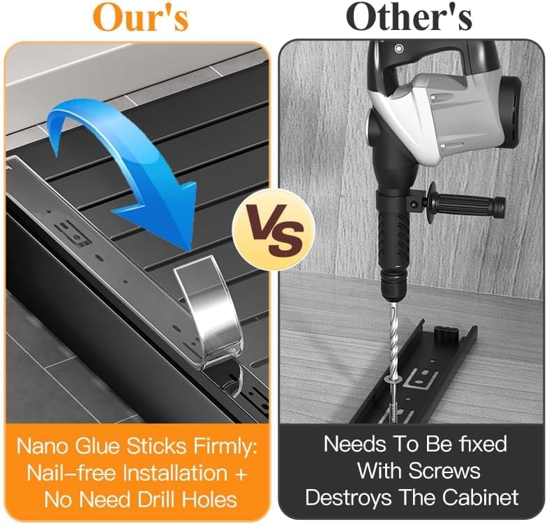 Pull out Cabinet Organizer, 21"Deep, Slide out Drawers for Kitchen Cabinets, Under Sink Pull-Out Home Organizers with Adhesive Nano Film Fixed, Sliding Cabinet for Bathroom, Pantry Storage Shelves Kitstorack