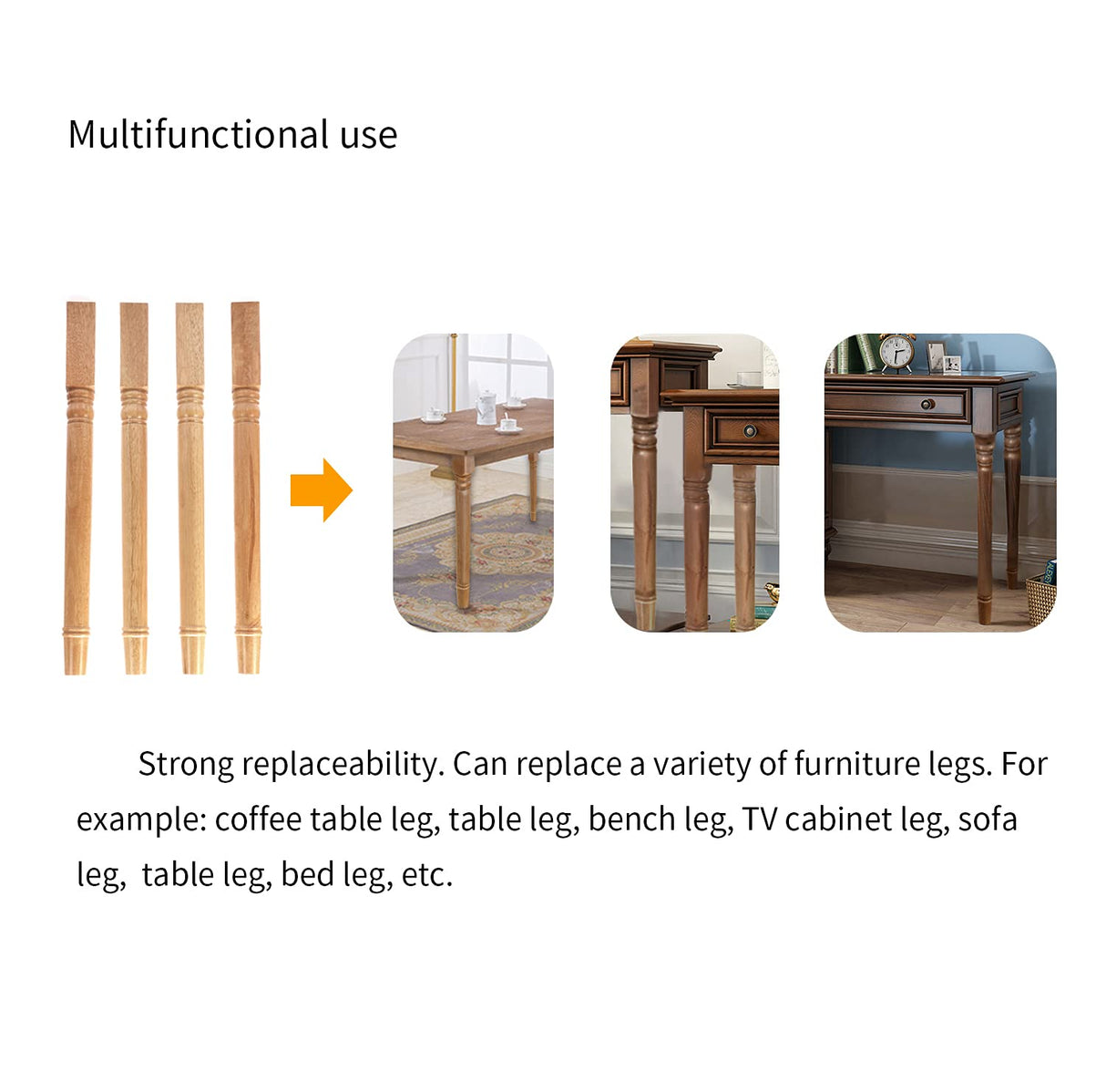 tonchean 28 inch Furniture Legs 4 Pack Turned Farmhouse Table Legs Set DIY Wood Legs Round Farmhous Legs Replacement Coffee Table Bench Dining Legs Varnish Coated tonchean