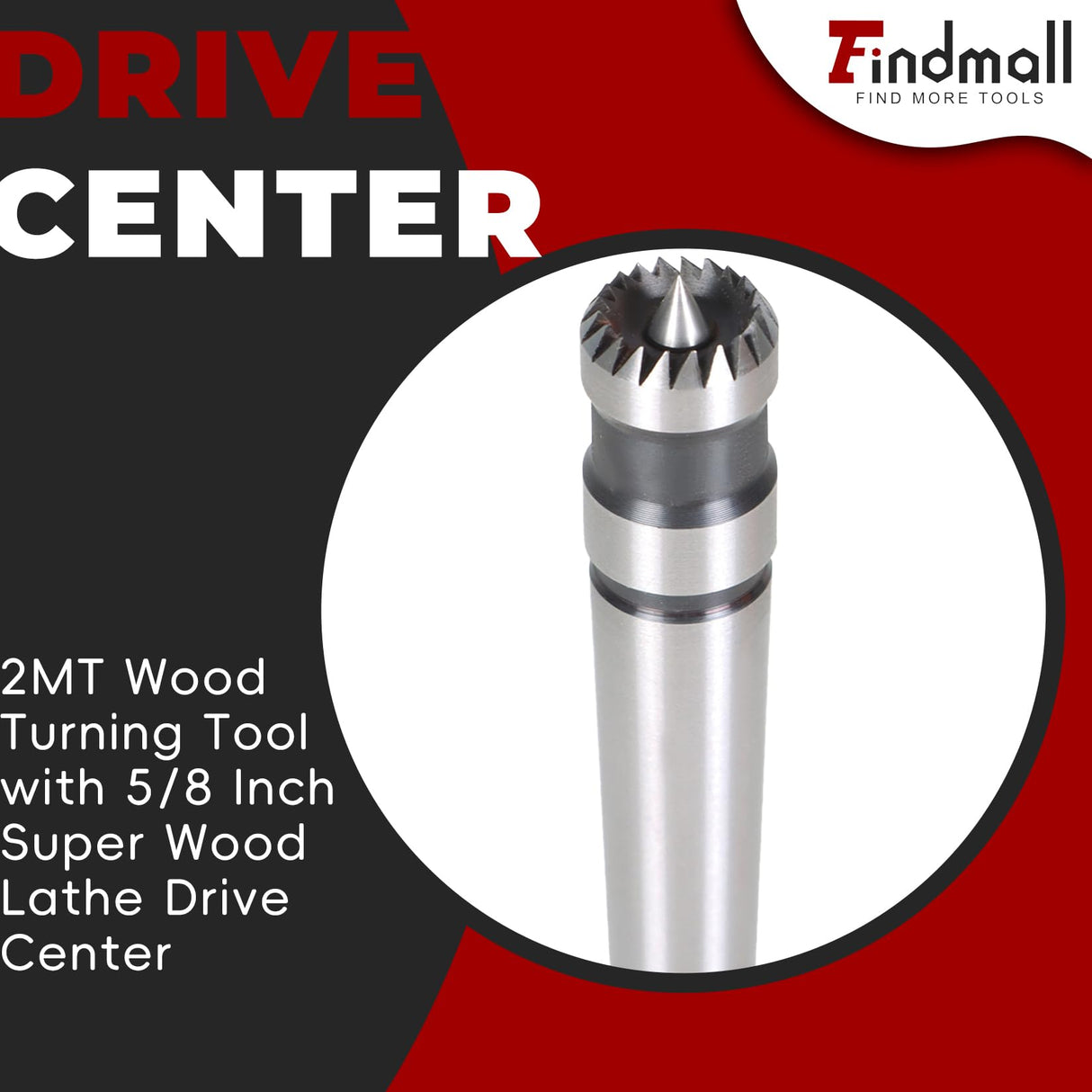 findmall 2MT Wood Turning Tool with 5/8 Inch Super Wood Lathe Drive Center for Wood and Metalworking Lathe Drive Center findmall