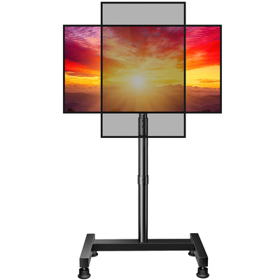 Perlegear Floor TV Stand with Mount for 26-50 inch TVs up to 55 lbs, TV Floor Stand with Rotation, Tilt, Level, Height Adjustable TV Stand for Bedroom/Living Room, Max VESA 300x300mm, PGFS12