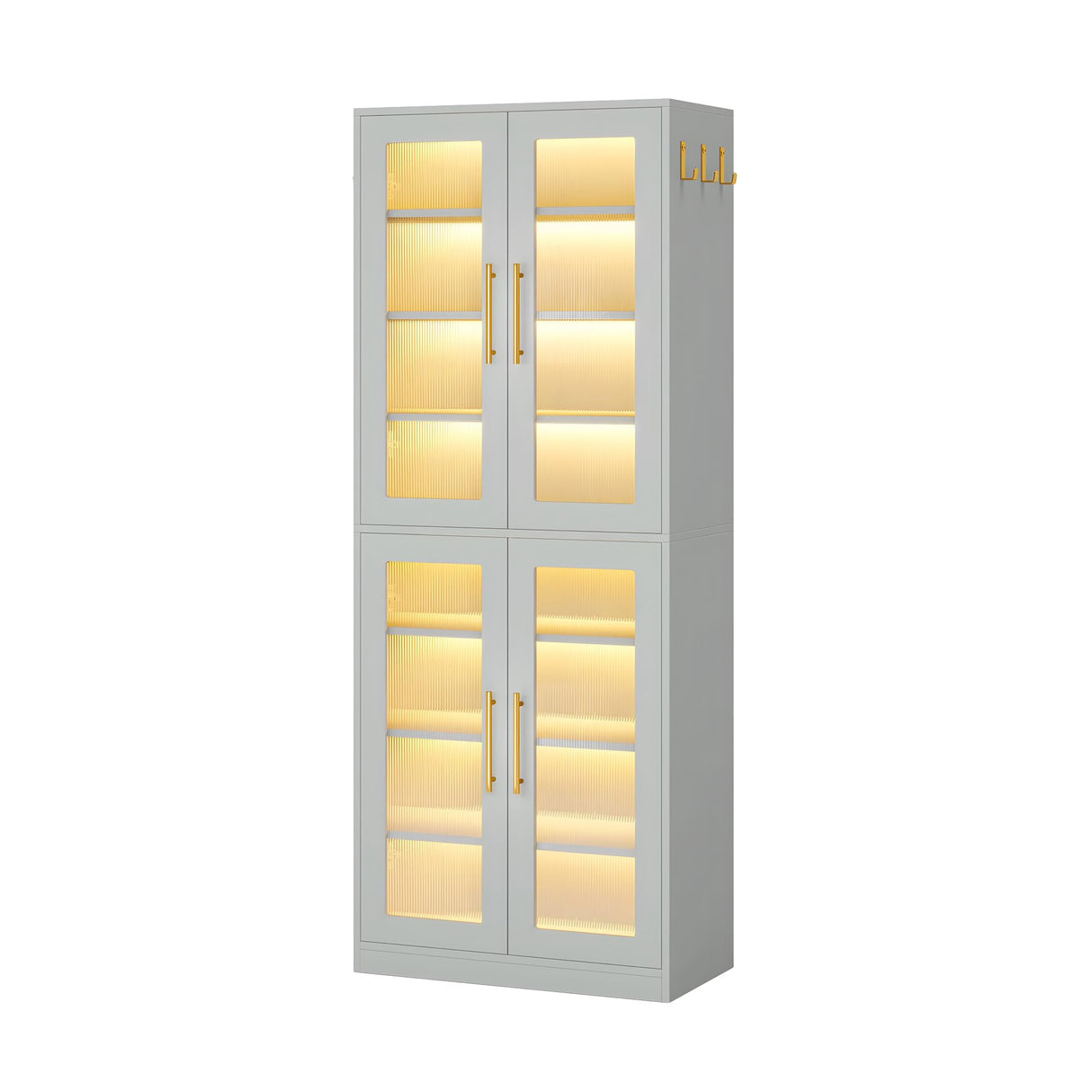 NicBex Shoe Cabinet with Acrylic Doors, Freestanding Shoe Storage Cabinet with LED Lights, Modern Tall Shoes Rack Organizer for Entryway, Living Room, Gray NicBex