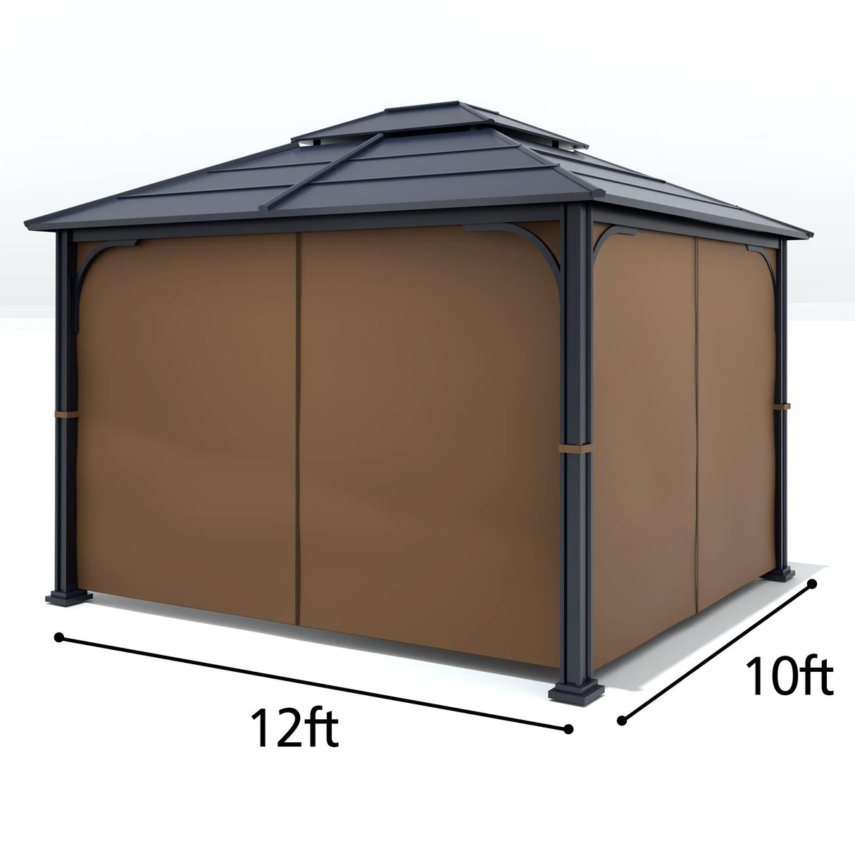 Gazebo Universal Replacement Privacy Curtain - Wonwon Privacy Panel Canopy Side Wall with Zipper for 10' x 12' Outdoor Gazebo (Brown) Wonwon
