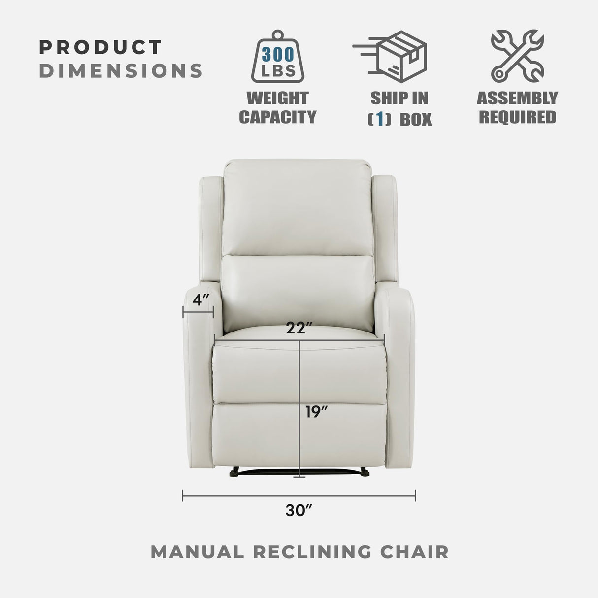 Lexicon Manual Recliner Chair, Reclining Sofa Chair, Home Theater Seating, Wall Hugger, Manual Recliner for Living Room/Office/Apartment, Easy Assembly, Taupe Faux Leather Lexicon