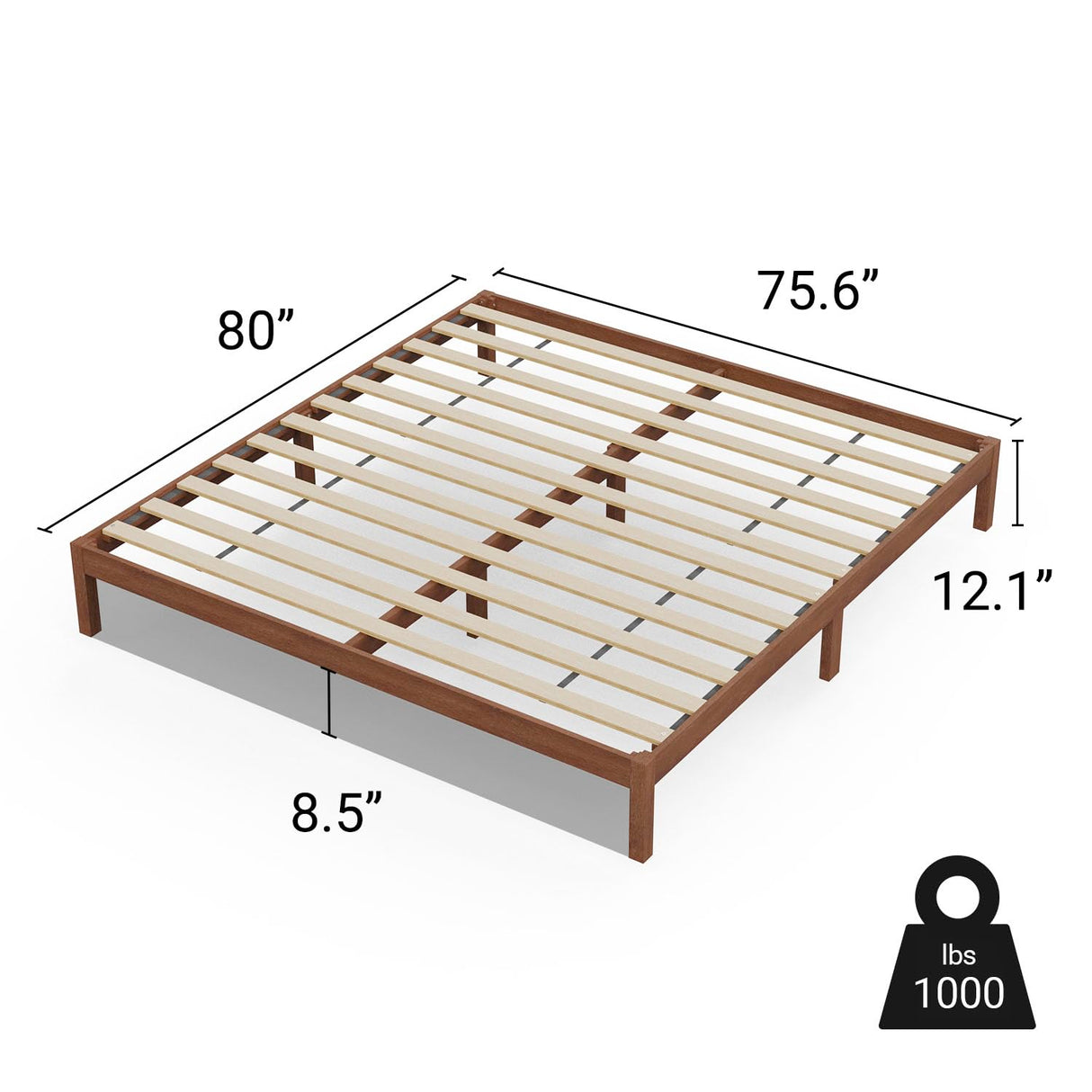 LIFEMENT Classic Wood Platform Bed Frame, Essential, Noise Free, Under Bed Storage, No Box Spring Needed, Easy Assembly (Cherry, King (U.S. Standard)) LIFEMENT