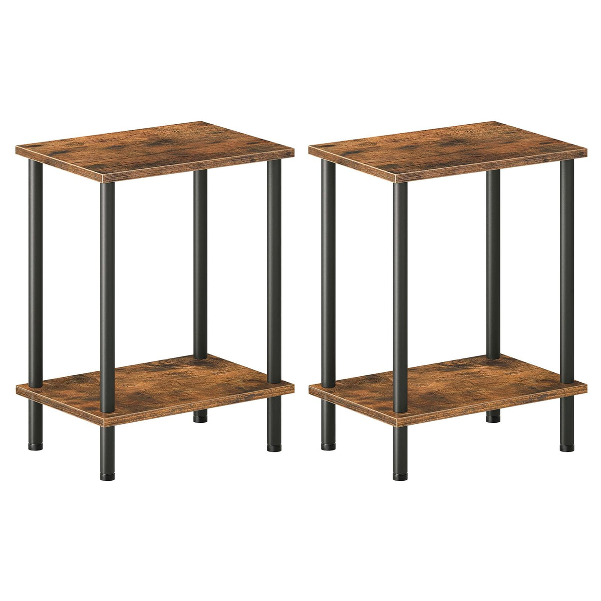 HOOBRO End Tables Set of 2, Small Side Table, Nightstand with 2-Layer Storage Shelves, Sofa Table for Small Spaces, Living Room, Bedroom, Stable Frame, Easy Assembly, Rustic Brown BF09BZP201 HOOBRO