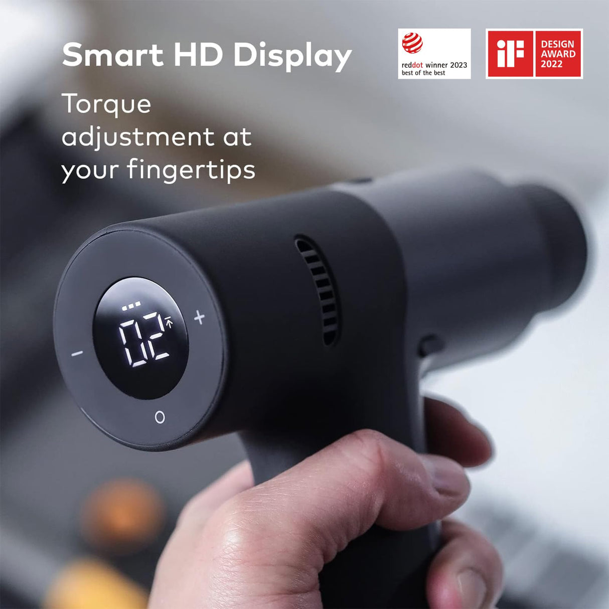 HOTO Cordless Brushless Drill Tool Set, Variable Speed, Hidden Buckle, Unique LED Screen, Intelligent Digital Display, Safe, Exquisite & Practical, High-end Drill Kit for Home/Daily Use HOTO