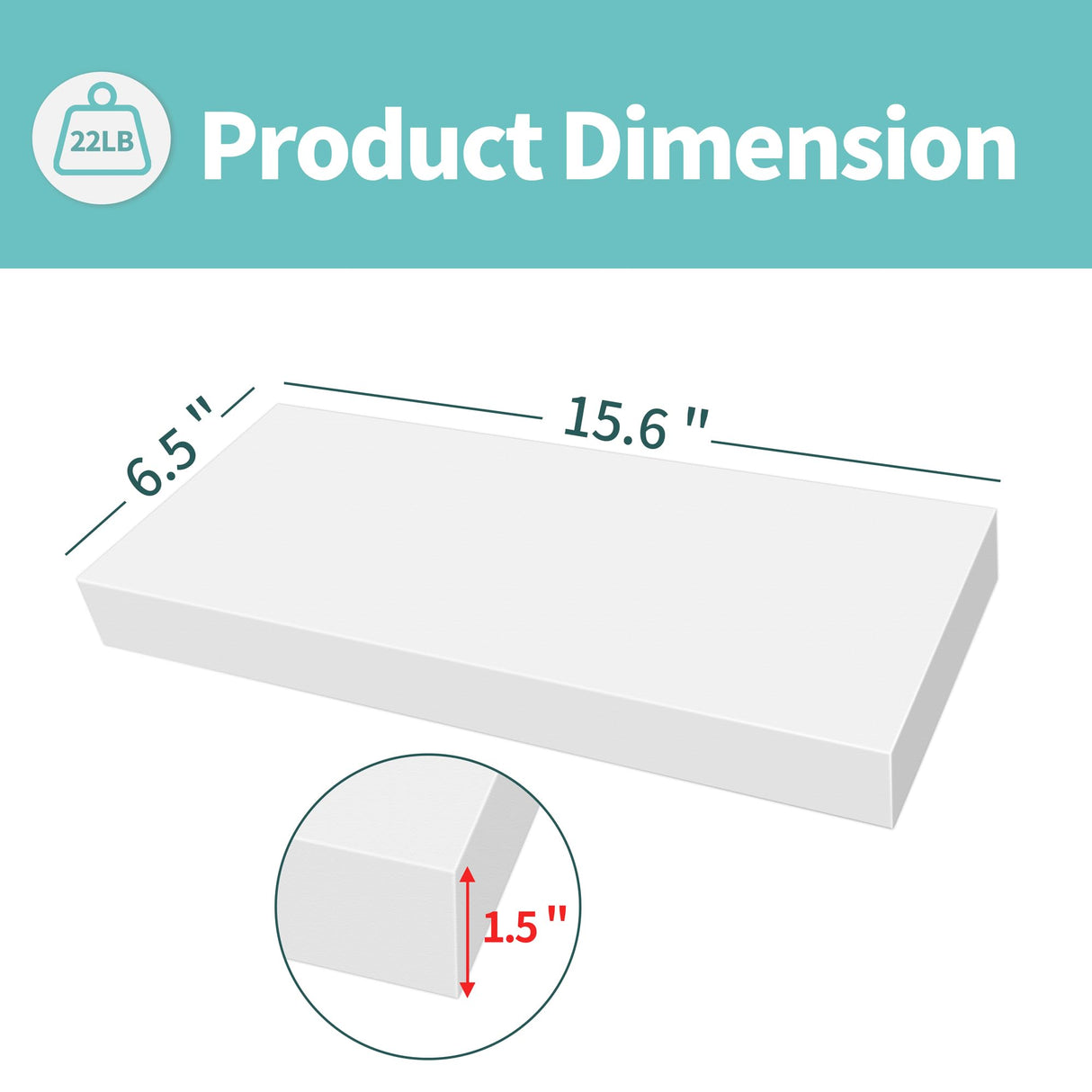 LaVie Home Floating Shelves, 15.6 Inch Wall Shelf Set of 3, Hanging Shelf with Invisible Brackets, Wall Decor for Bathroom, Bedroom, Living Room, Kitchen Storage, Modern White LaVie Home