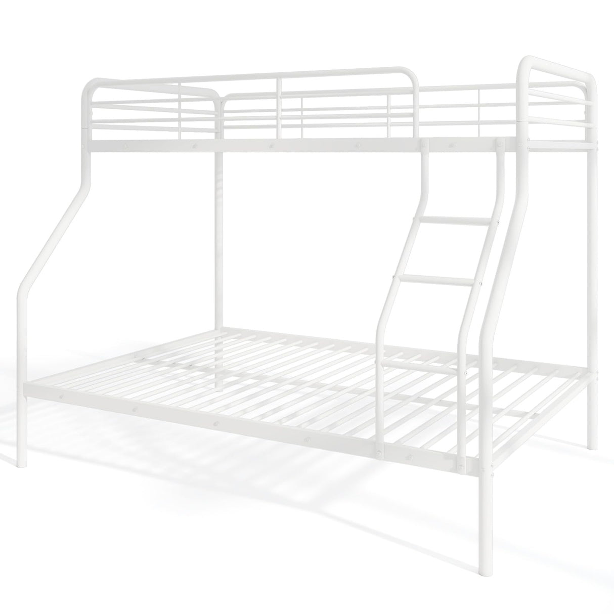 Giantex Metal Bunk Beds Twin Over Full Size, Heavy Duty Bunk Bed for Teens Adults with Ladder & Guardrails, Space Saving Metal Bunk Bed for Dorm, Bedroom, Apartment, No Box Spring Needed (White) Giantex