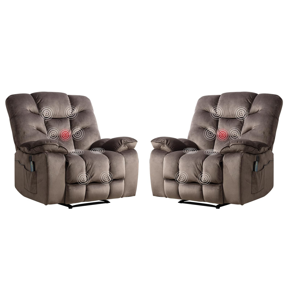 HAOMARKETS Oversized Power Recliner Chair with Massage and Heat Set of 2, 41" Wide Electric Reclining Chairs with USB Port, Breathable Fabric Overstuffed Reclining Sofa for Living Room Bedroom HAOMARKETS