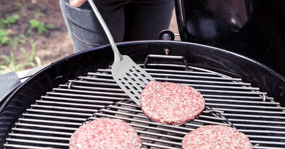 Zulay Kitchen Stainless Steel Cooking Utensil - Stainless Steel Kitchen Utensil - Durable Kitchen Gadgets - Metal Kitchen Accessories - Easy to Clean Kitchen Tools - 14.8" Slotted Turner Zulay Kitchen