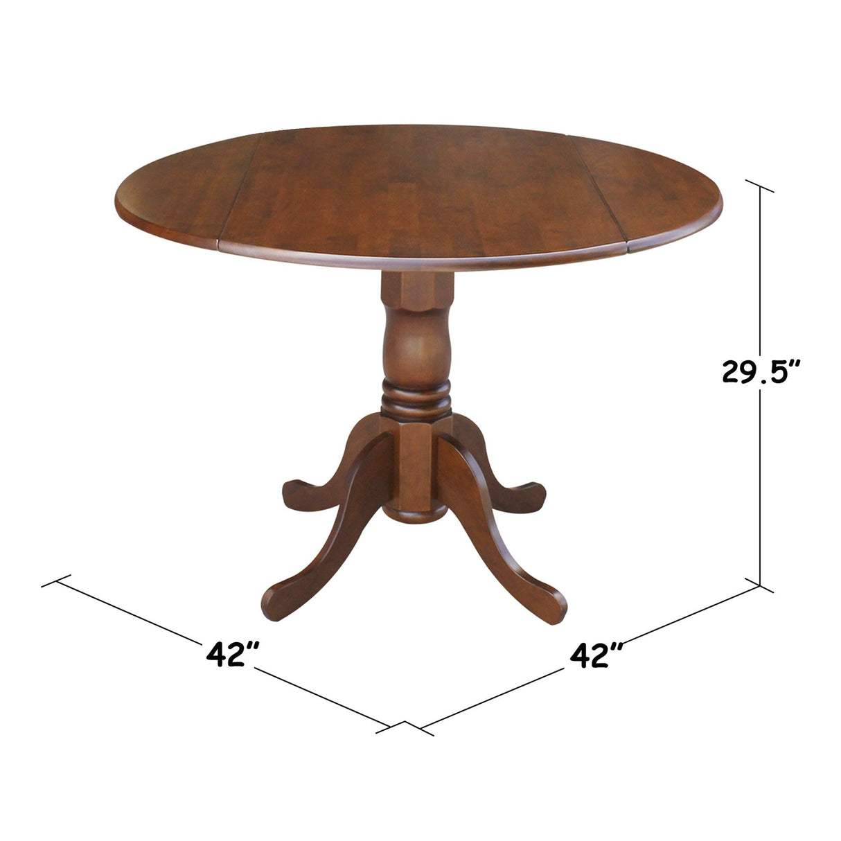 International Concepts Round Dual Drop Leaf Pedestal Table, Espresso, 42" IC International Concepts